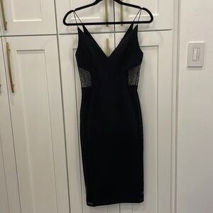 Nicholas Crepe Insert Midi Black Dress